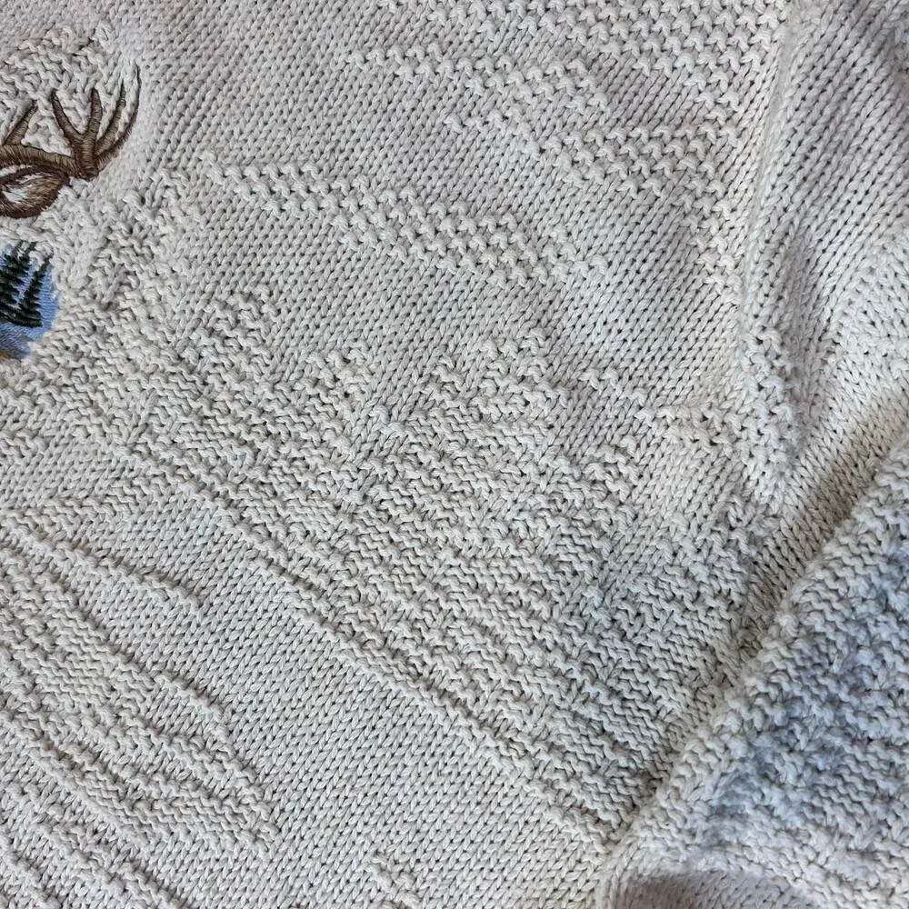 Vtg Shenandoah Sweater Chunky Buck Deer Embroidery Hunting Outdoor XLT 90's USA
